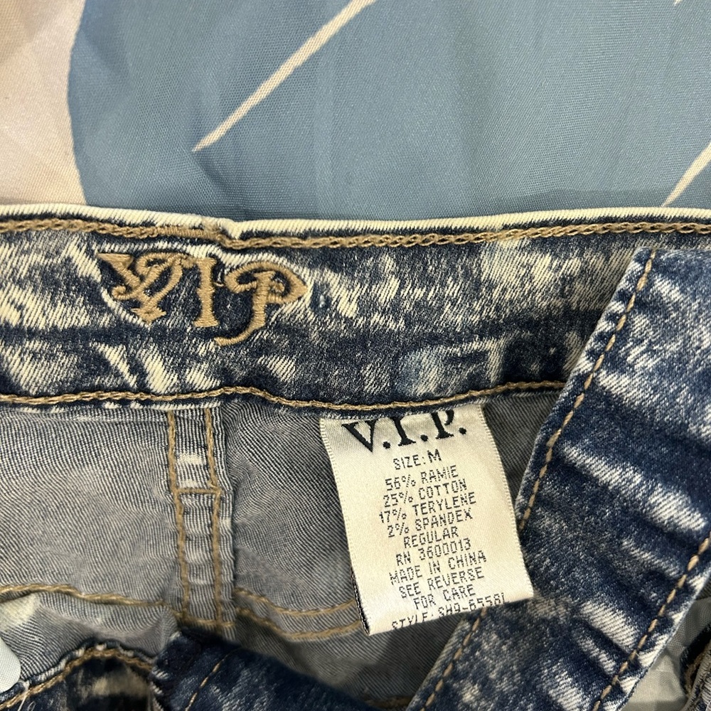 VIP JEANS • Blue Wash Overall Shorts • size M • - Picture 5 of 14